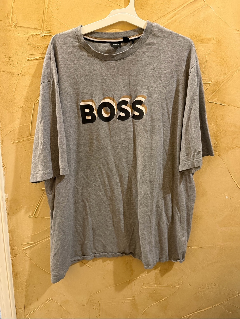 BOSS Men's Gray Logo Short-Sleeve Tee 4XL
